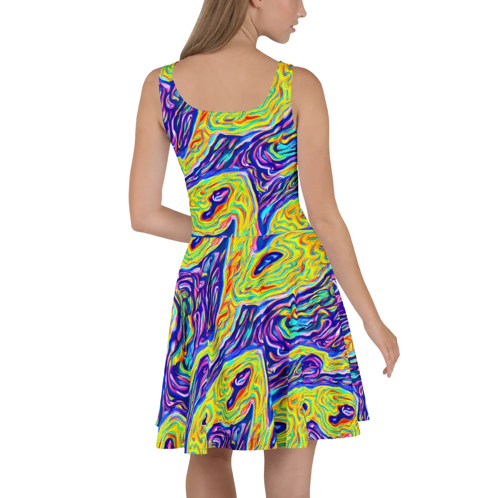 Kaleidoscope Current on Skater Dress — Back
