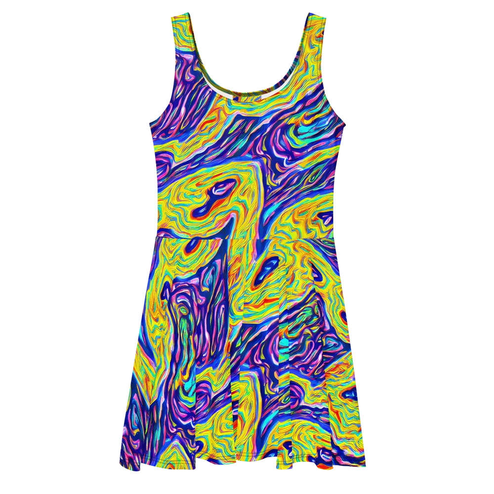 Kaleidoscope Current on Skater Dress — Front