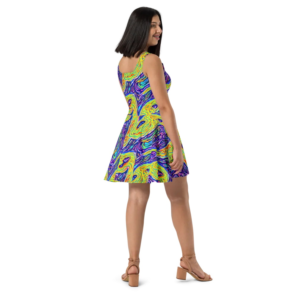 Kaleidoscope Current on Skater Dress — Right