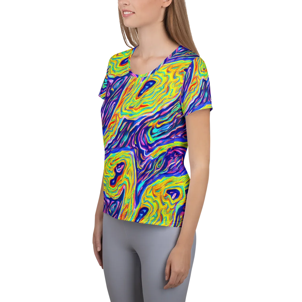 Kaleidoscope Current on Women's Athletic T-Shirt — Left