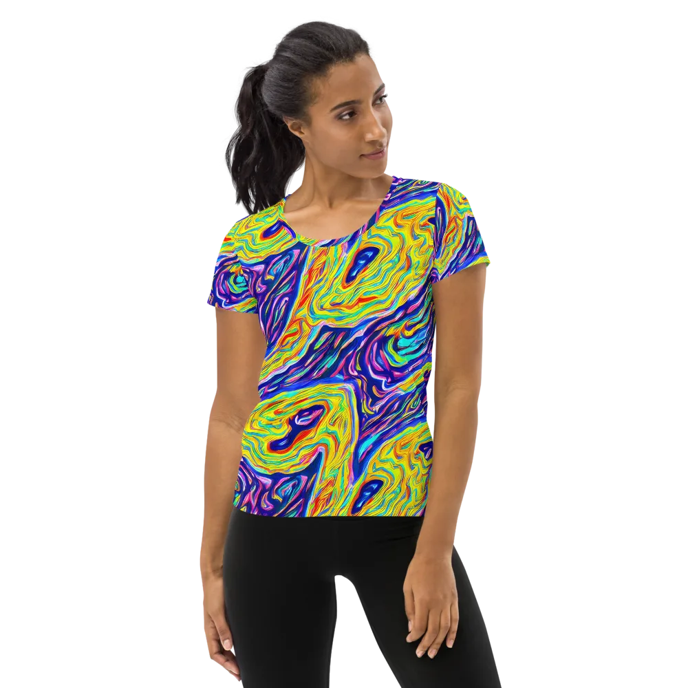 Kaleidoscope Current on Women's Athletic T-Shirt — Front