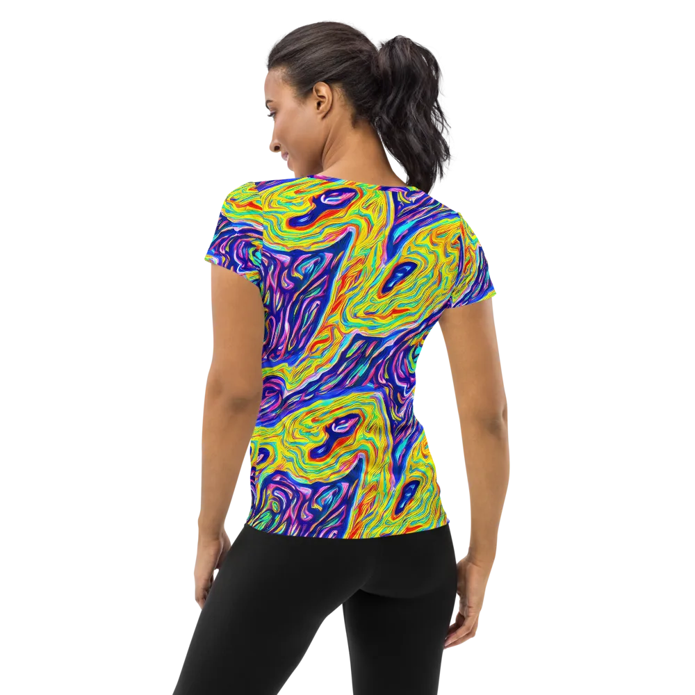 Kaleidoscope Current on Women's Athletic T-Shirt — Back