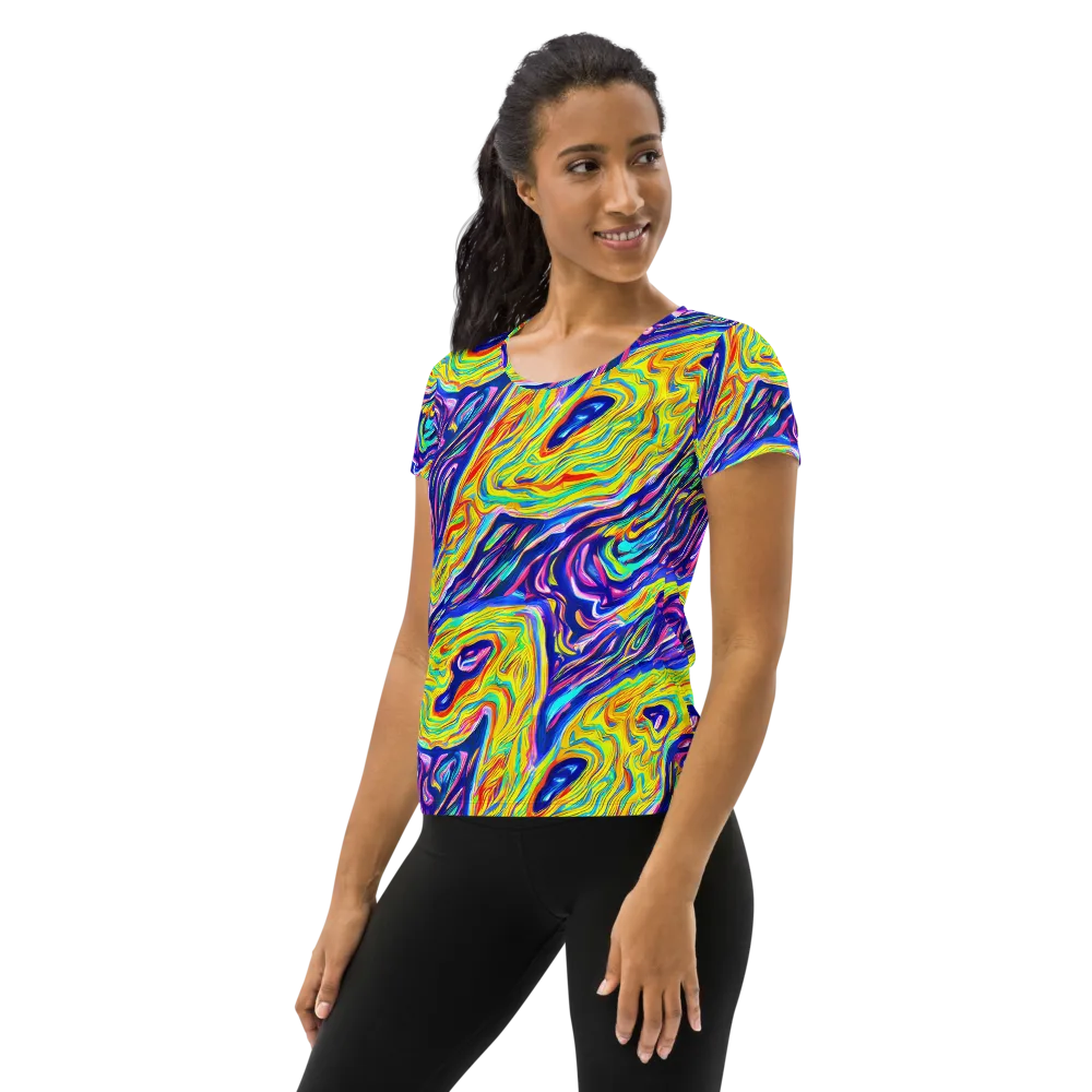 Kaleidoscope Current on Women's Athletic T-Shirt — Left
