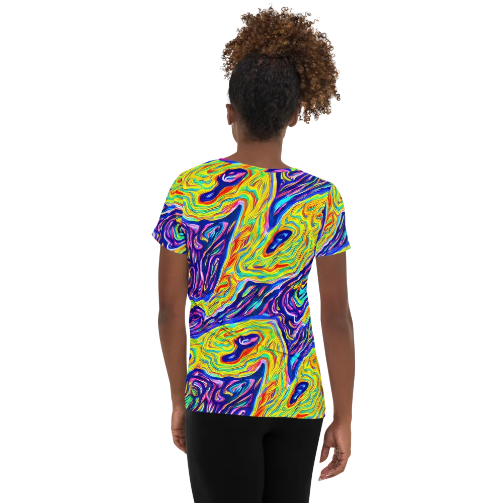 Kaleidoscope Current on Women's Athletic T-Shirt — Back
