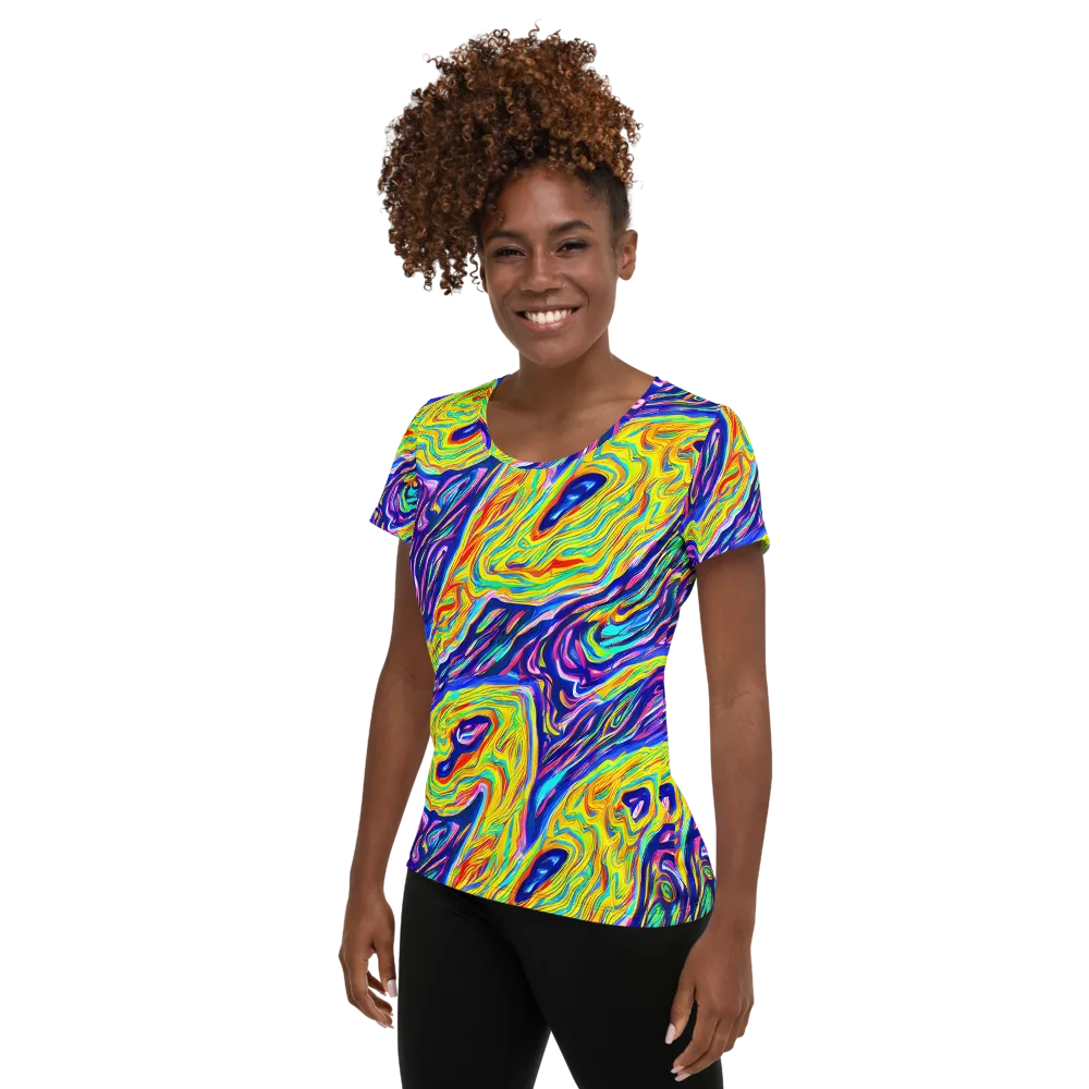 Kaleidoscope Current on Women's Athletic T-Shirt — Left