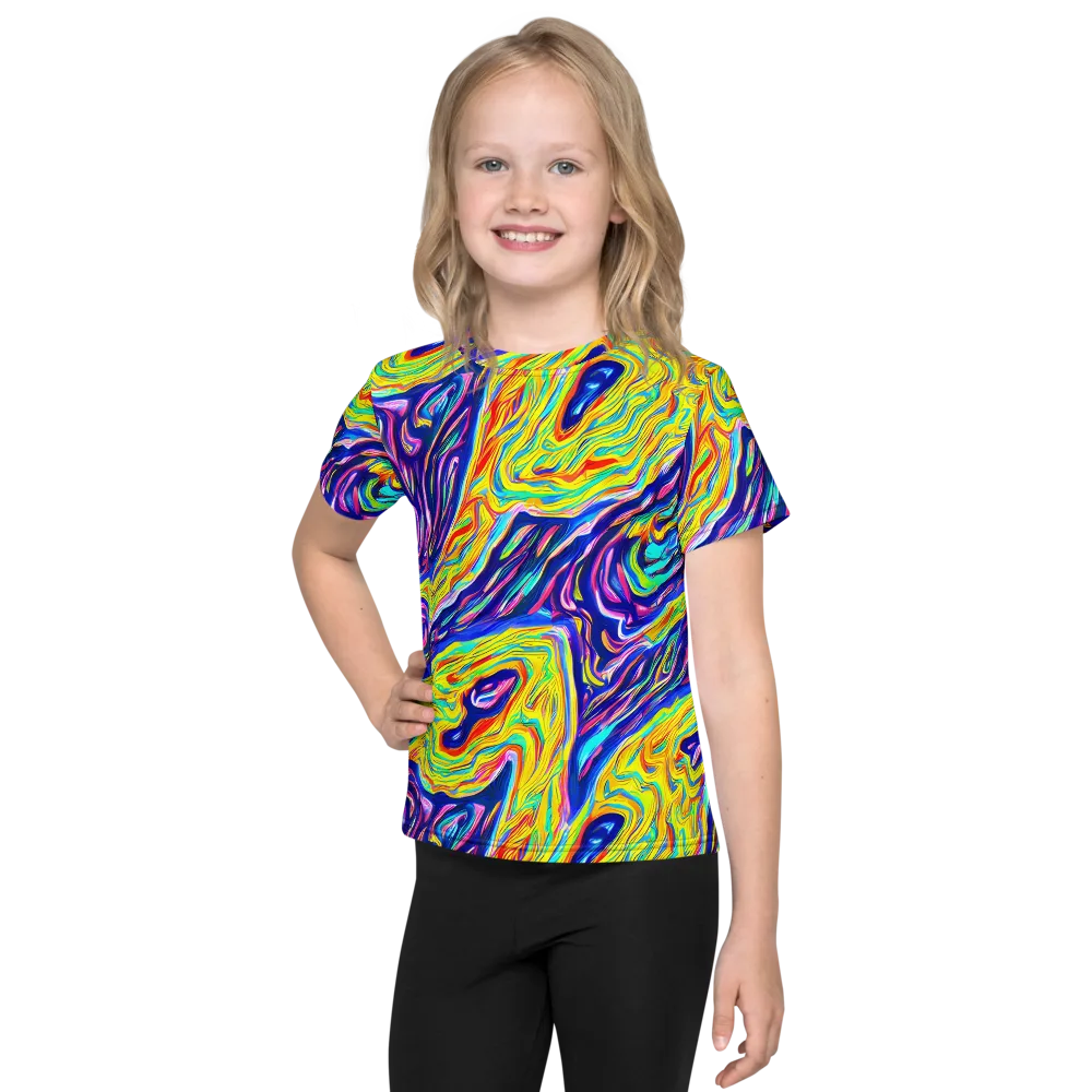 Kaleidoscope Current on Kids Crew Neck T-Shirt — Front