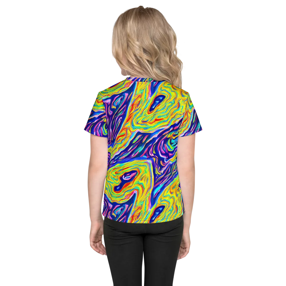 Kaleidoscope Current on Kids Crew Neck T-Shirt — Back