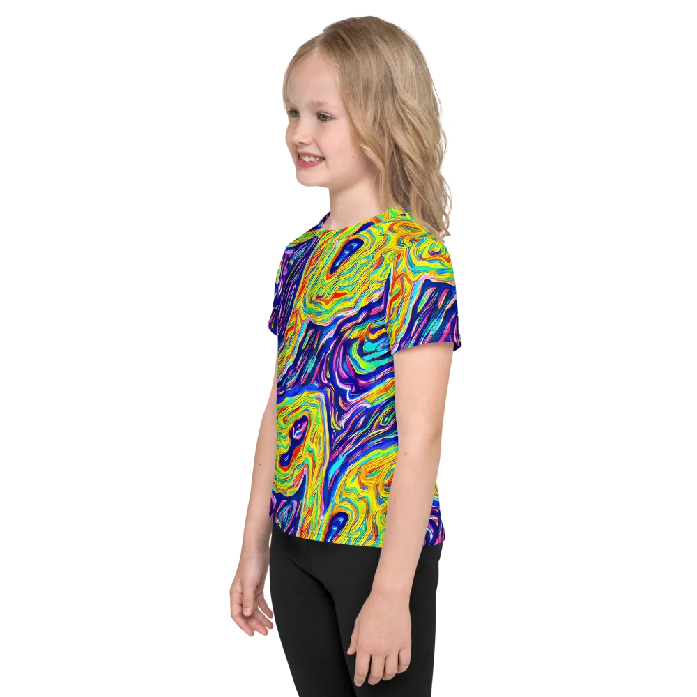 Kaleidoscope Current on Kids Crew Neck T-Shirt — Left