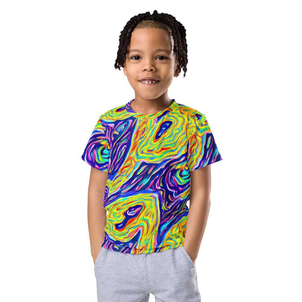 Kaleidoscope Current on Kids Crew Neck T-Shirt — Front
