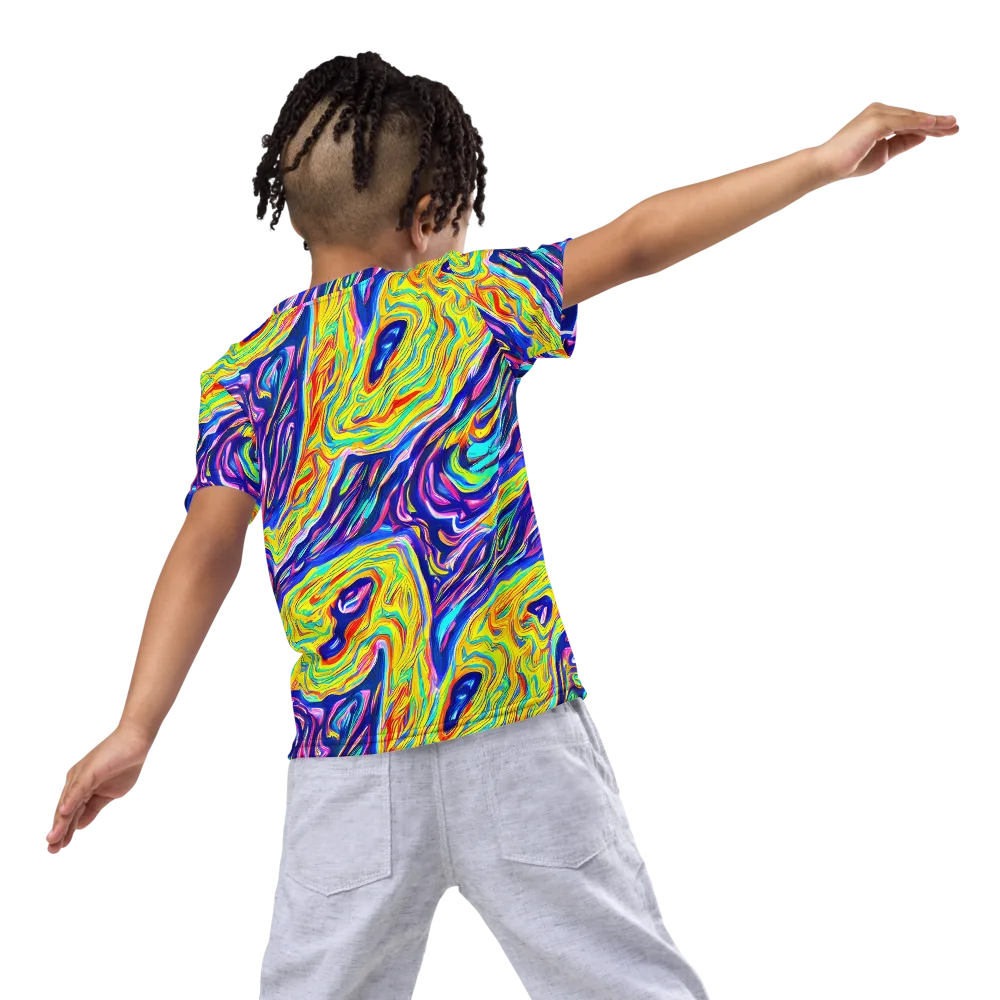 Kaleidoscope Current on Kids Crew Neck T-Shirt — Back