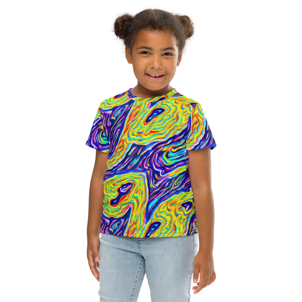 Kaleidoscope Current on Kids Crew Neck T-Shirt — Front