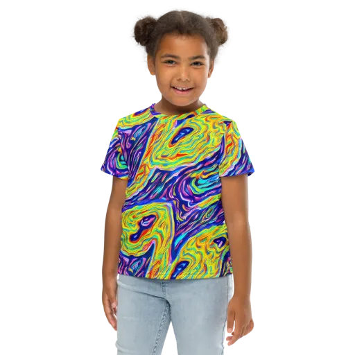 Kaleidoscope Current on a Kids Crew Neck T-Shirt