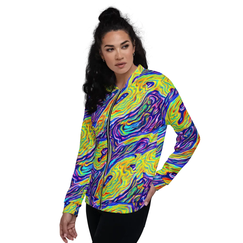 Kaleidoscope Current on Bomber Jacket — Left
