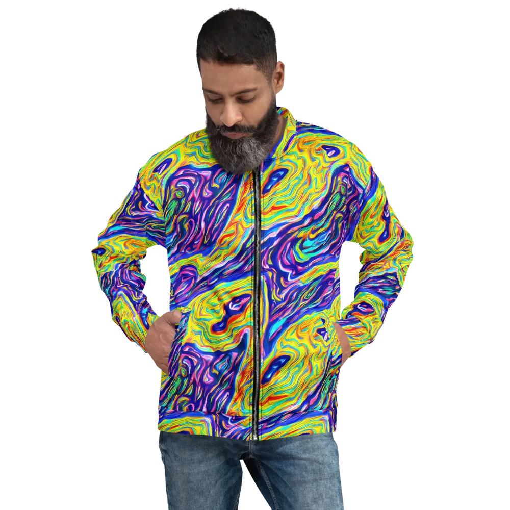 Kaleidoscope Current on Bomber Jacket — Front