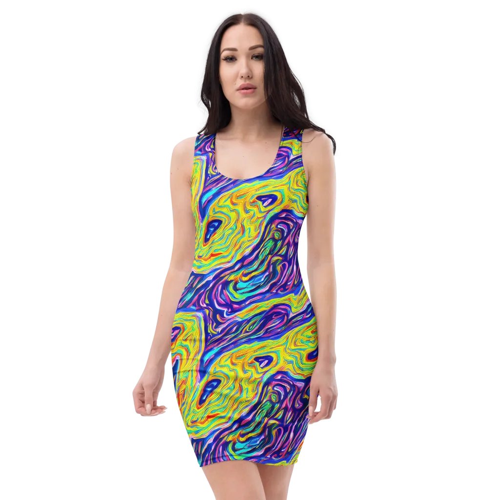 Kaleidoscope Current on Bodycon Dress — Front