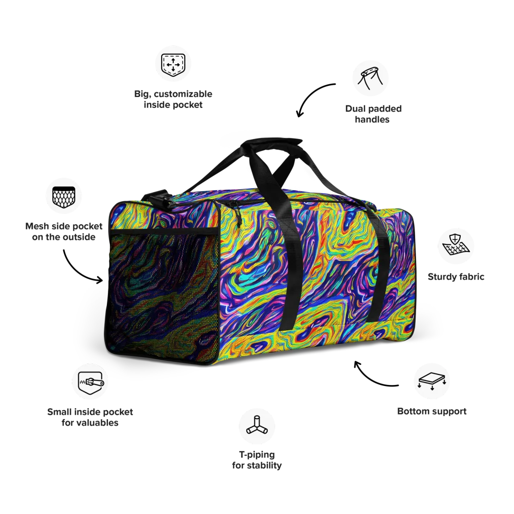 Kaleidoscope Current on Duffle Bag — Right Front