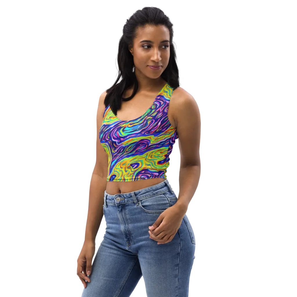 Kaleidoscope Current on Crop Top — Left Front