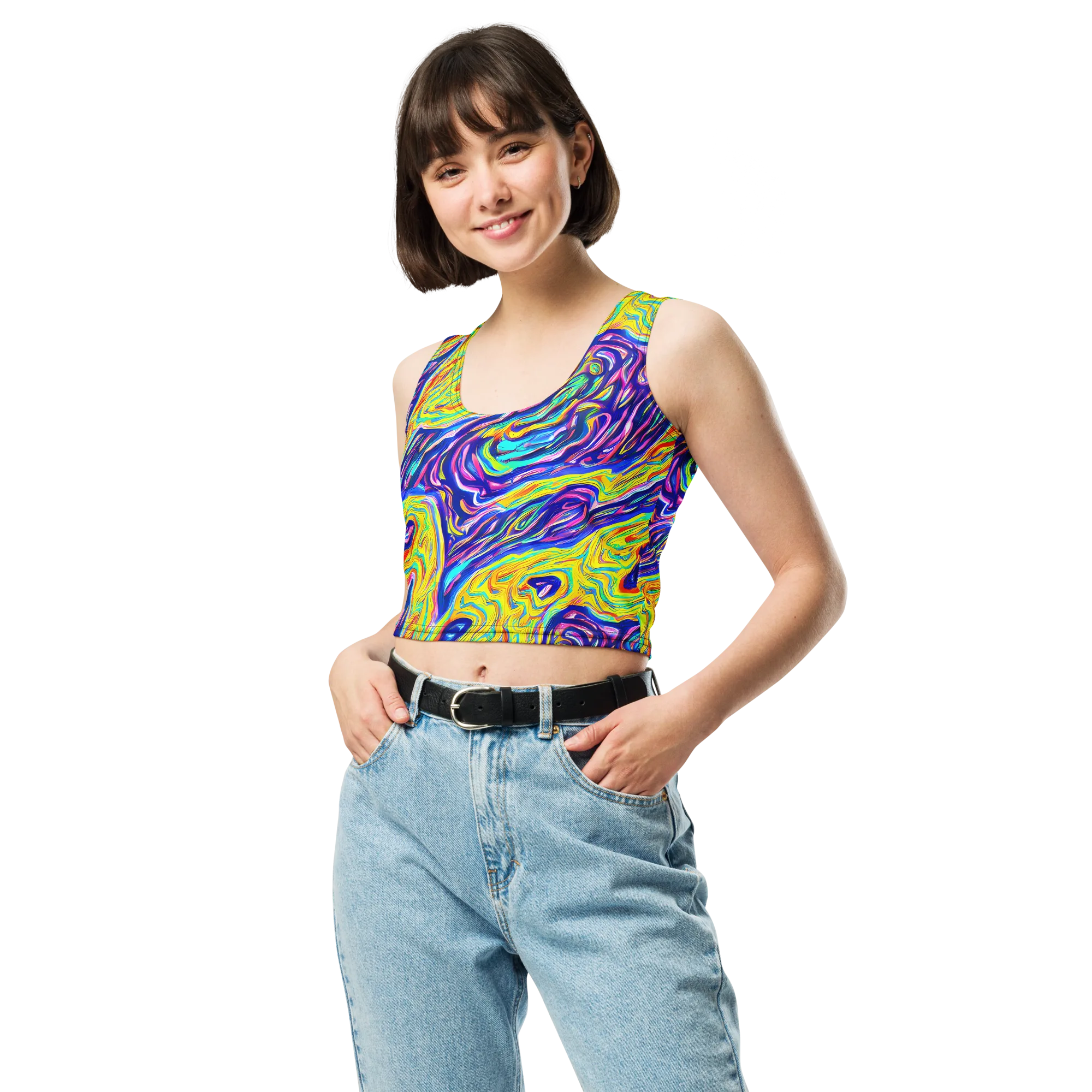 Kaleidoscope Current on Crop Top — Front