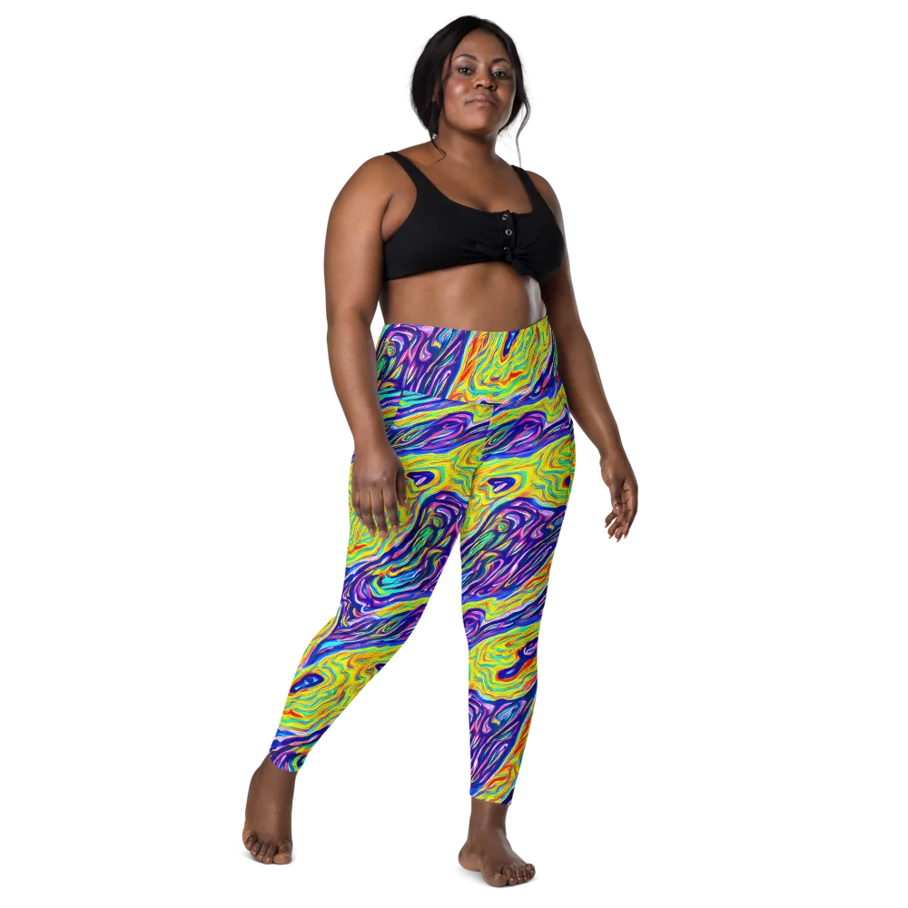 Kaleidoscope Current on Leggings with Pockets — Front