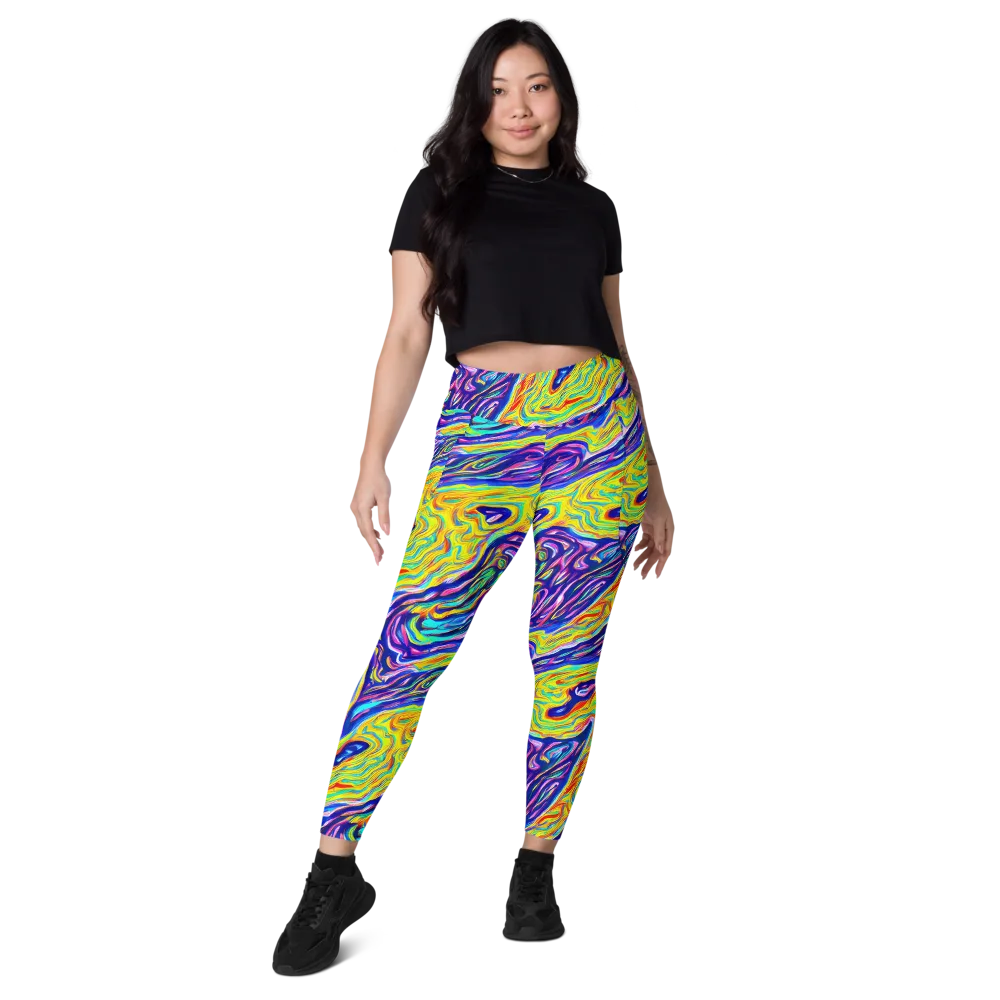 Kaleidoscope Current on Leggings with Pockets — Front