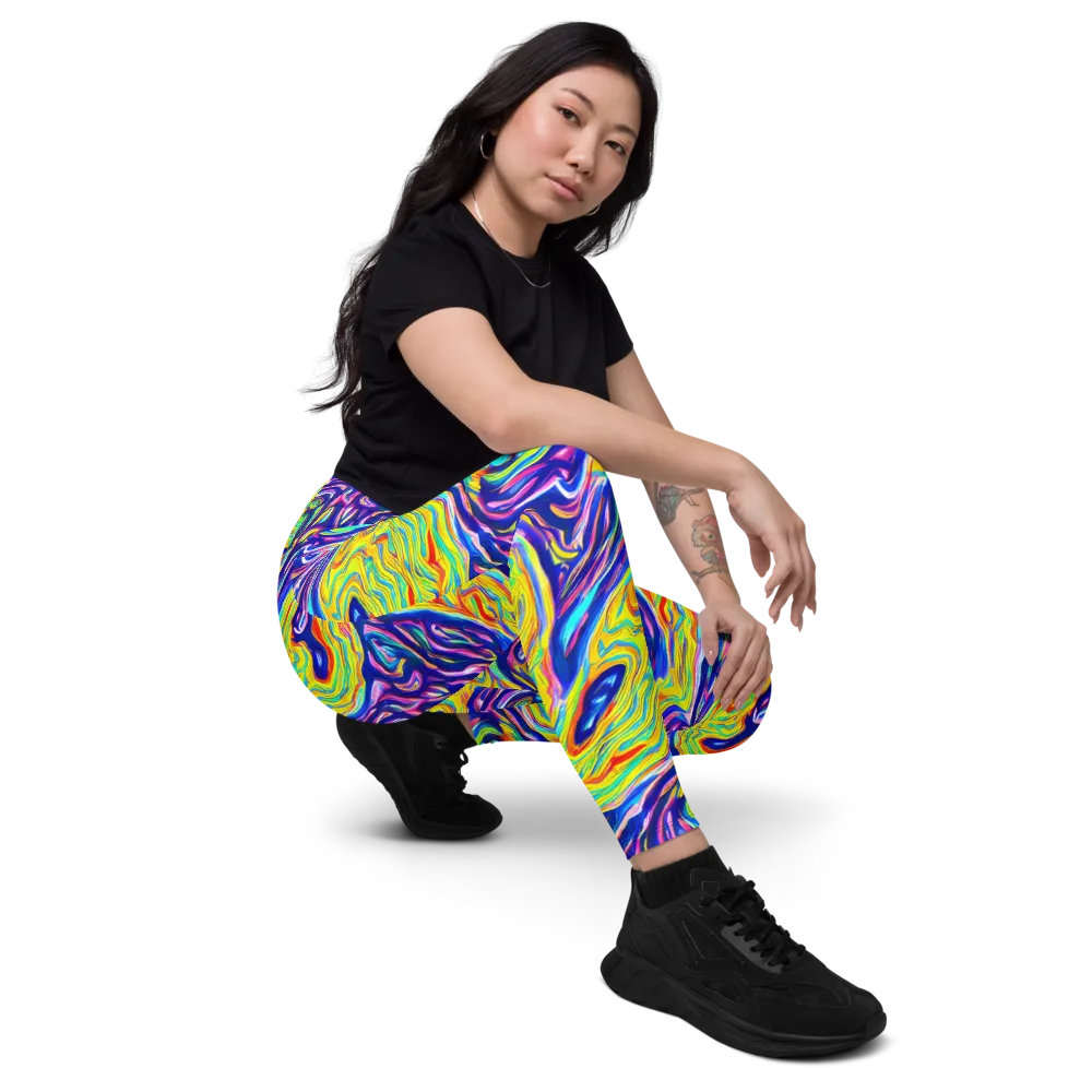 Kaleidoscope Current on Leggings with Pockets — Right Front