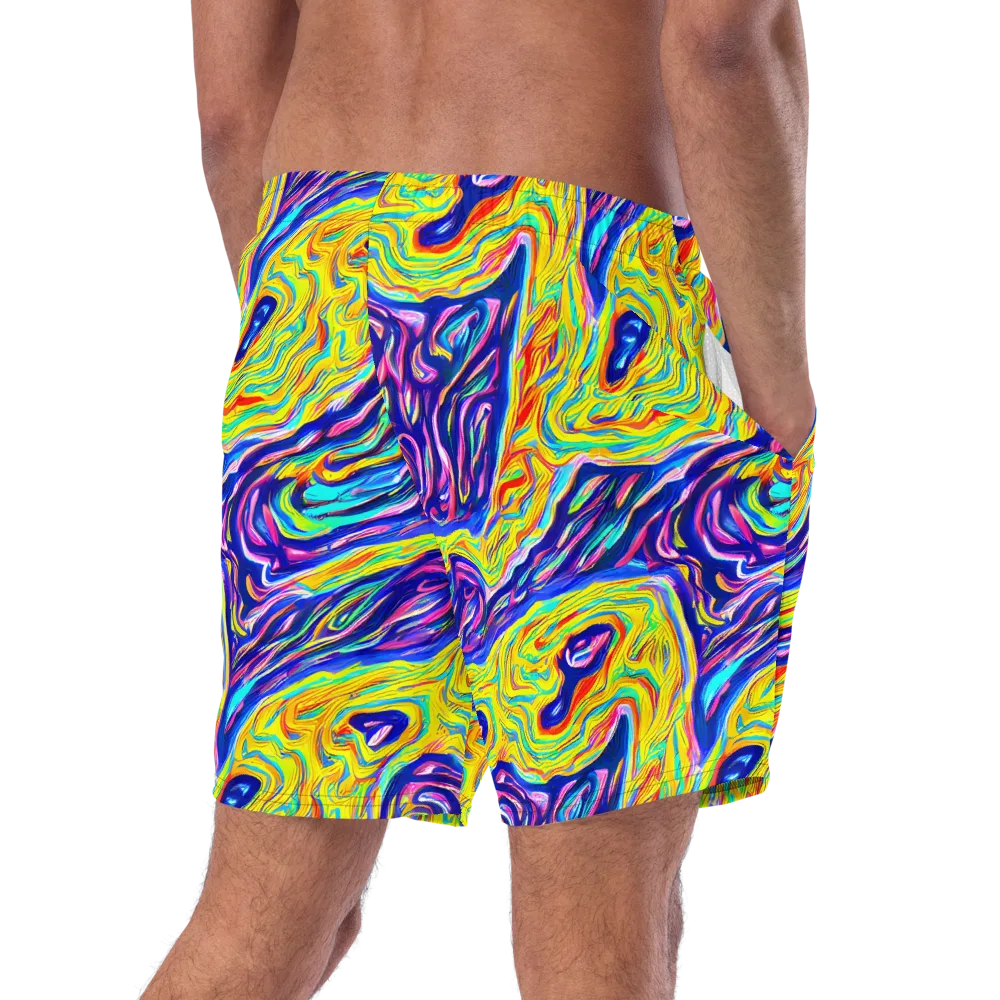 Kaleidoscope Current on Swim Trunks — Right Back