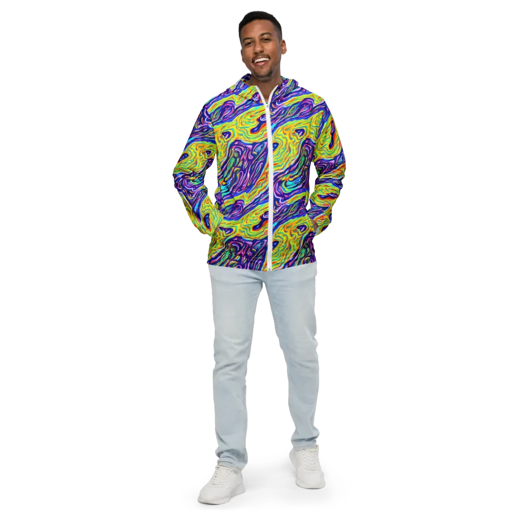 Kaleidoscope Current on Men's Windbreaker — Front