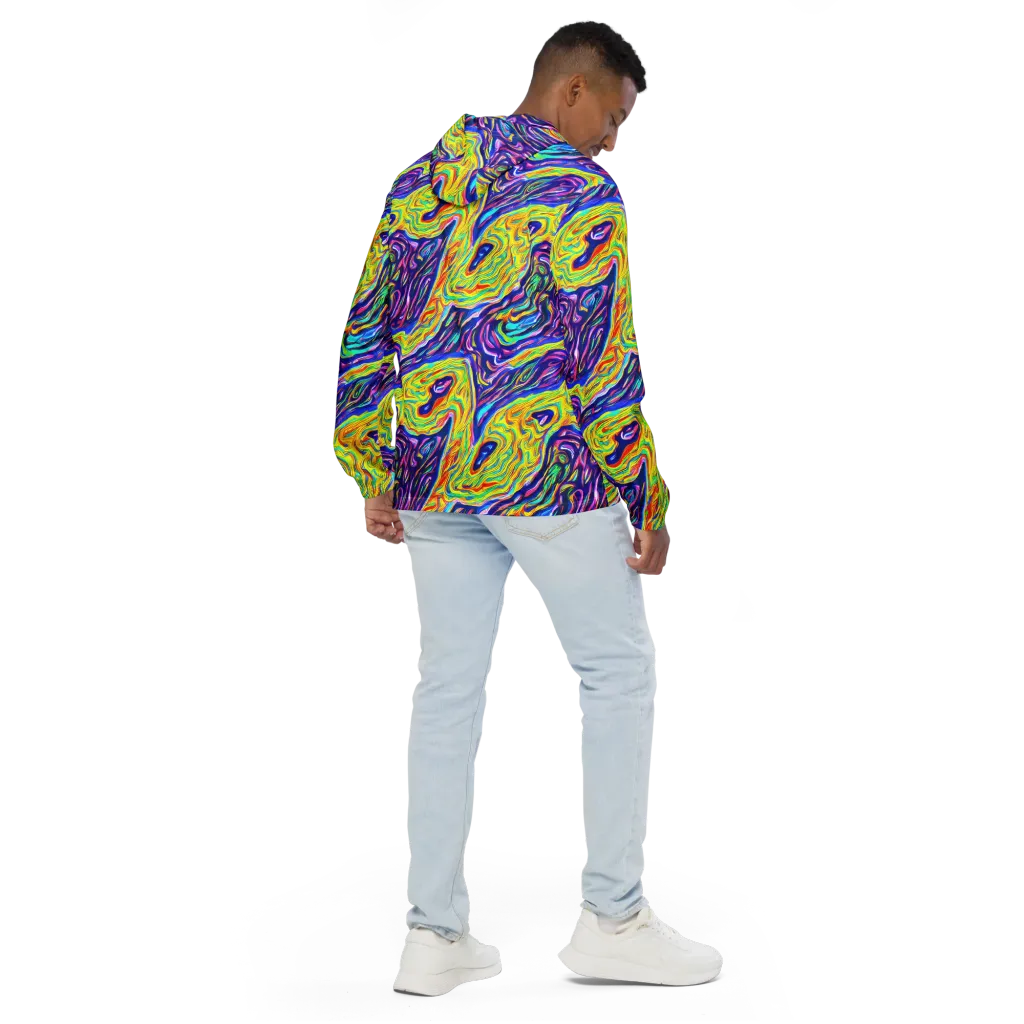 Kaleidoscope Current on Men's Windbreaker — Back