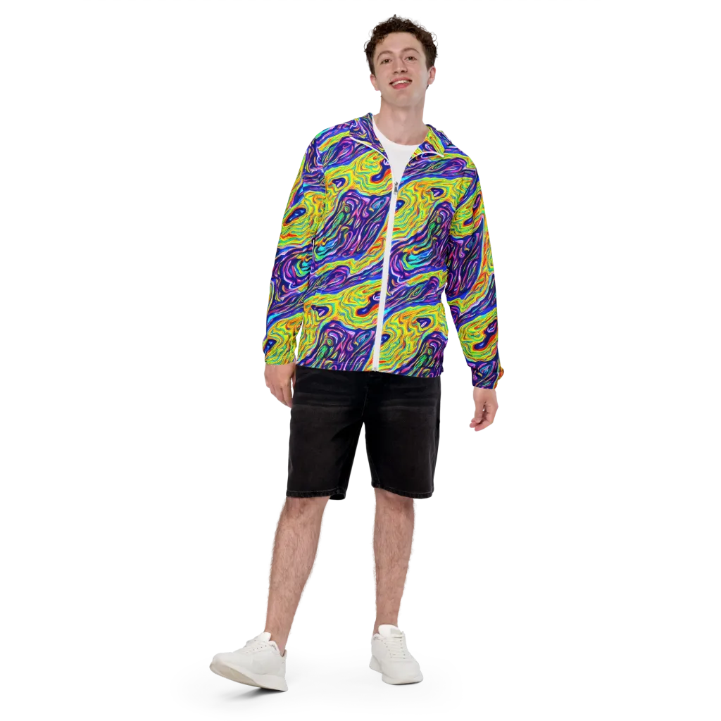 Kaleidoscope Current on Men's Windbreaker — Front