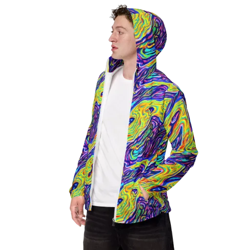 Kaleidoscope Current on a Men's Windbreaker