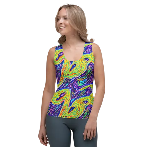 Kaleidoscope Current on a Women's Tank Top