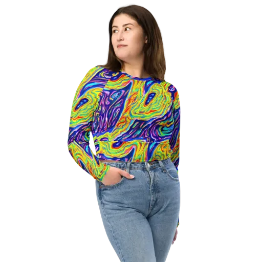 Kaleidoscope Current on a Long Sleeve Crop Top