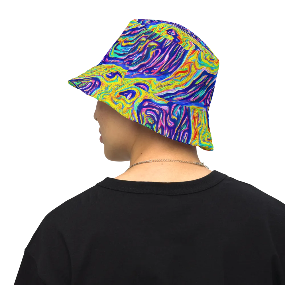 Kaleidoscope Current on Reversible Bucket Hat — Back Inside