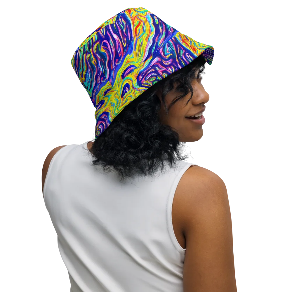Kaleidoscope Current on Reversible Bucket Hat — Right Outside