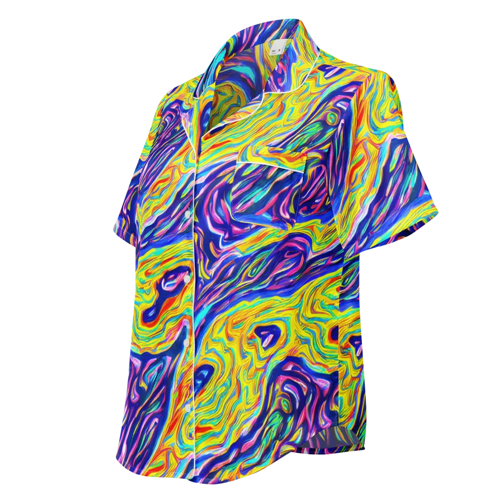 Kaleidoscope Current on Women's Short Sleeve Pajama Top — Left Front