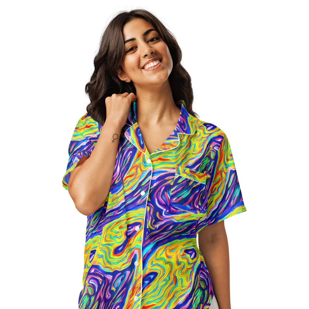 Kaleidoscope Current on Women's Short Sleeve Pajama Top — Front