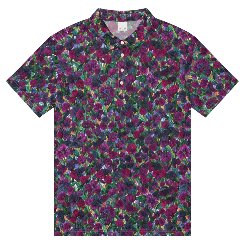 Midnight Floralia on Men's Slim Fit Polo Shirt — Front