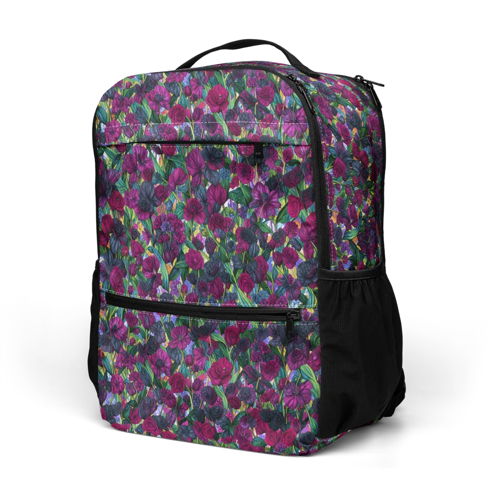 Midnight Floralia on Utility Backpack — Left Front