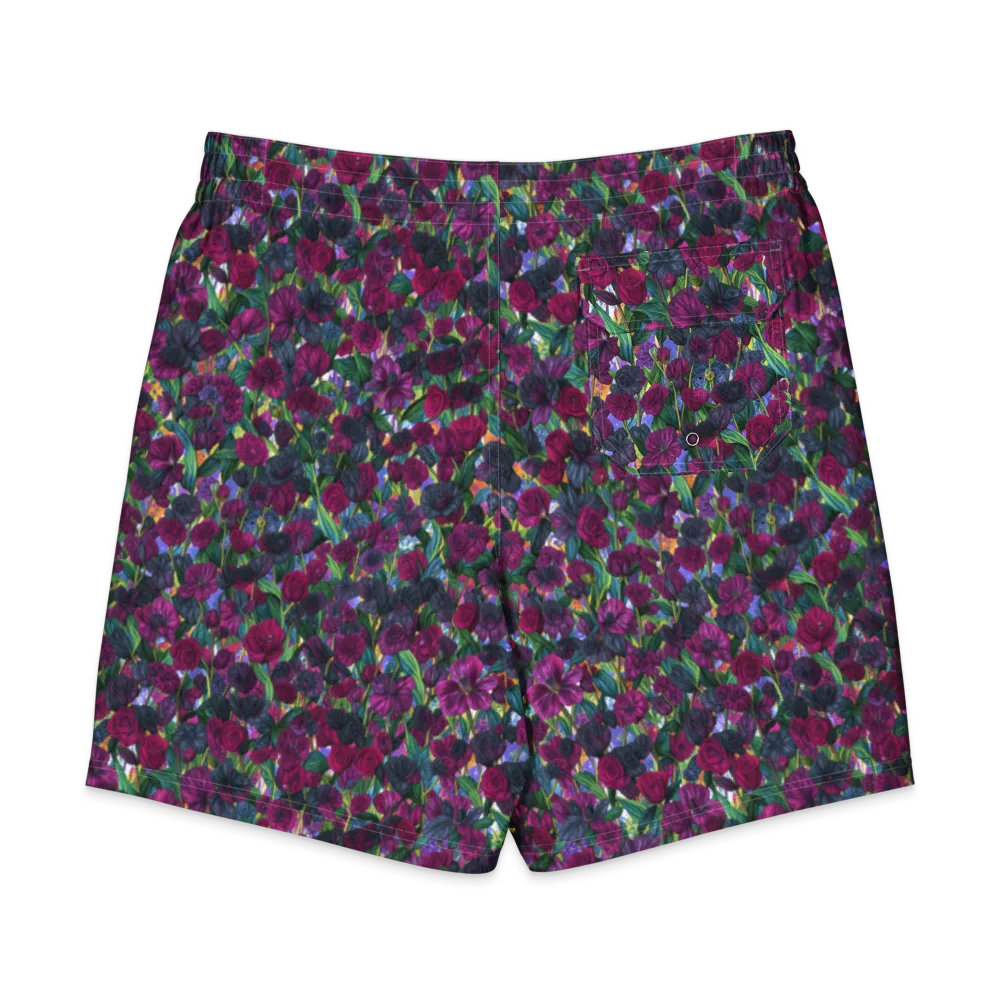 Midnight Floralia on Men's Board Shorts — Back