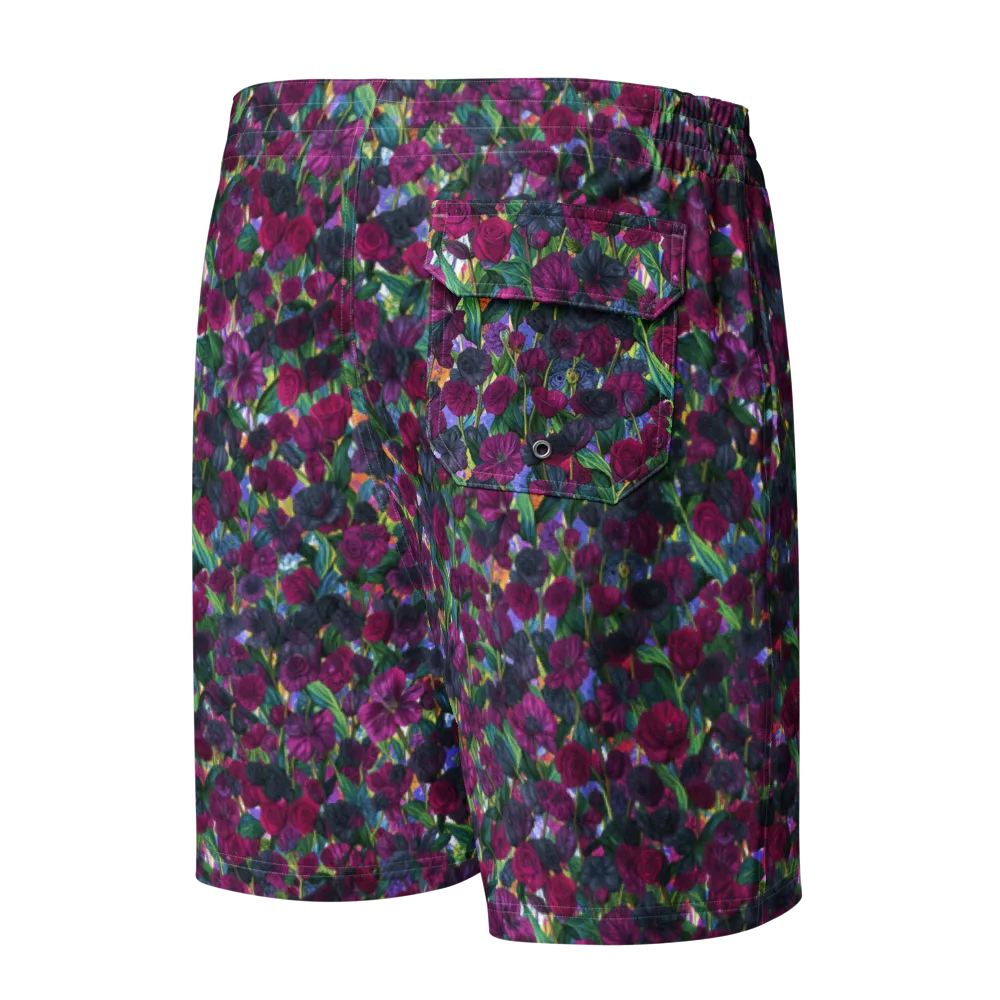 Midnight Floralia on Men's Board Shorts — Back