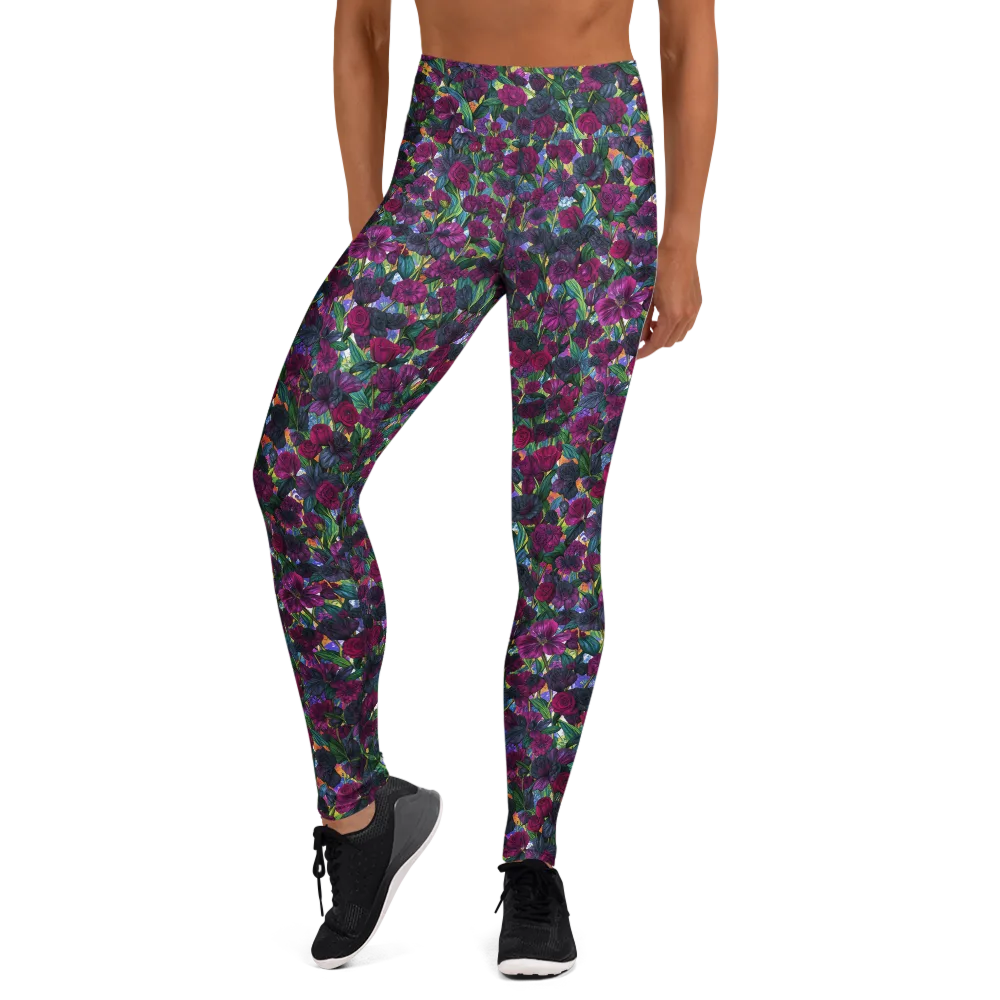 Midnight Floralia on Yoga Leggings — Front