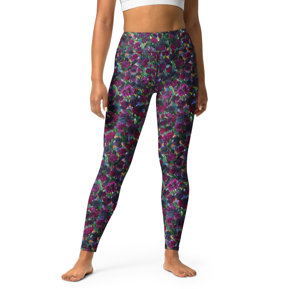 Midnight Floralia on Yoga Leggings — Front