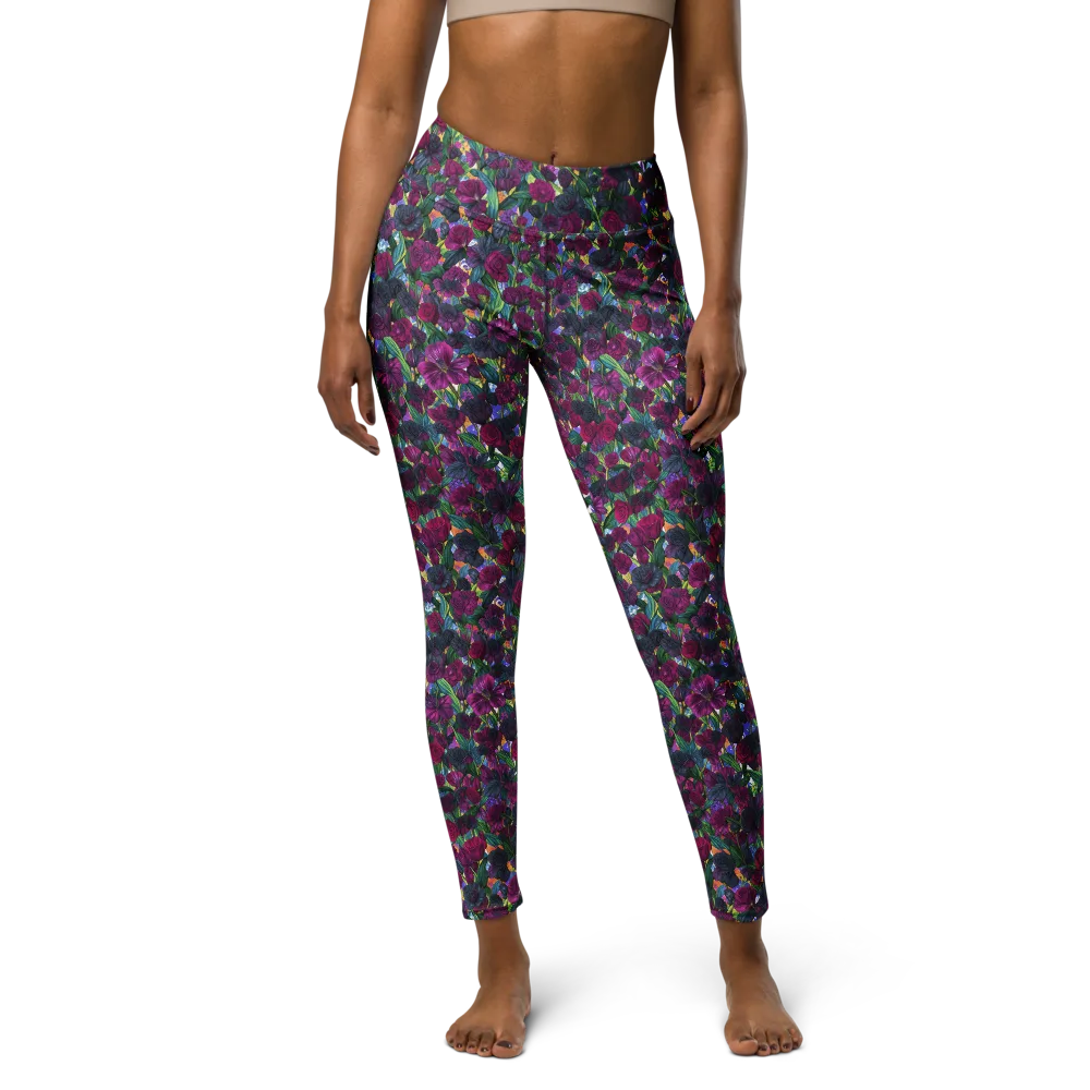 Midnight Floralia on Yoga Leggings — Front