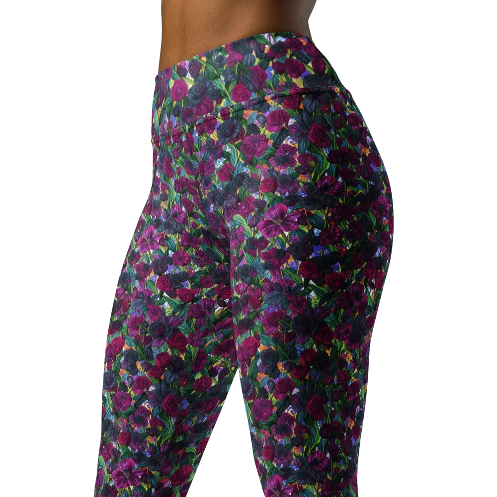 Midnight Floralia on Yoga Leggings — Left Front