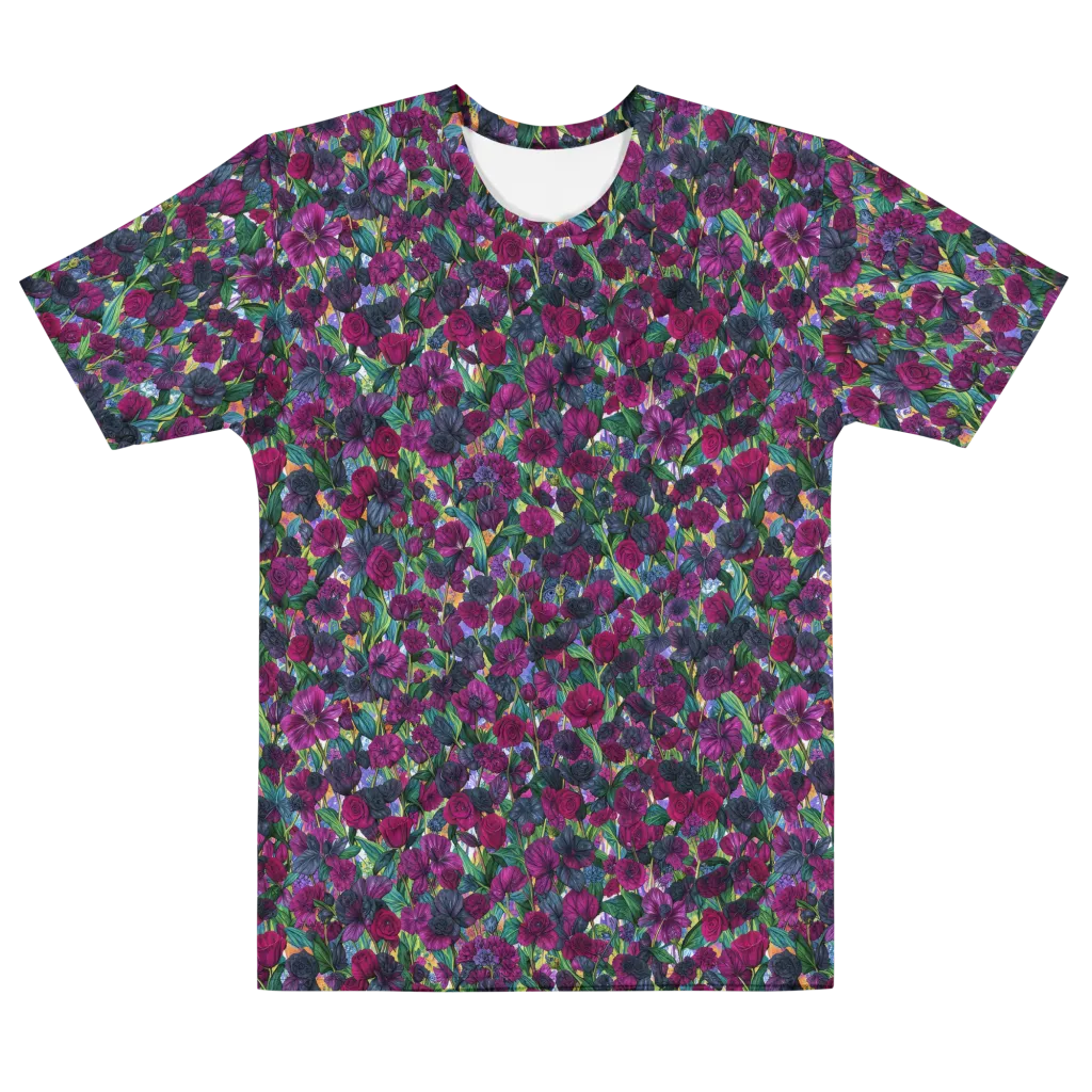Midnight Floralia on Men's Cotton Crew Neck T-Shirt — Front