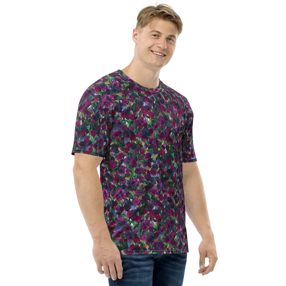 Midnight Floralia on Men's Crew Neck T-Shirt — Right