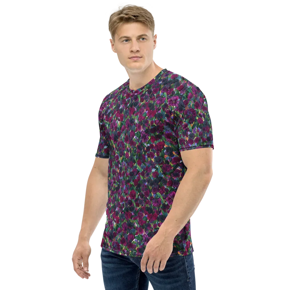 Midnight Floralia on Men's Crew Neck T-Shirt — Left