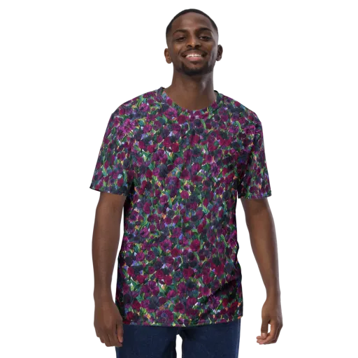 Midnight Floralia on a Men's Crew Neck T-Shirt