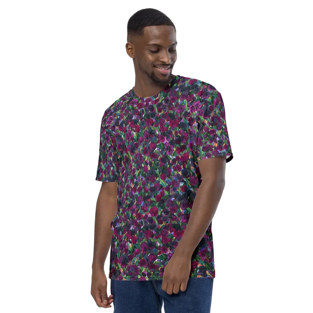 Midnight Floralia on Men's Crew Neck T-Shirt — Left