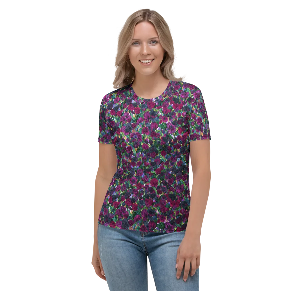 Midnight Floralia on Women's Crew Neck T-Shirt — Front